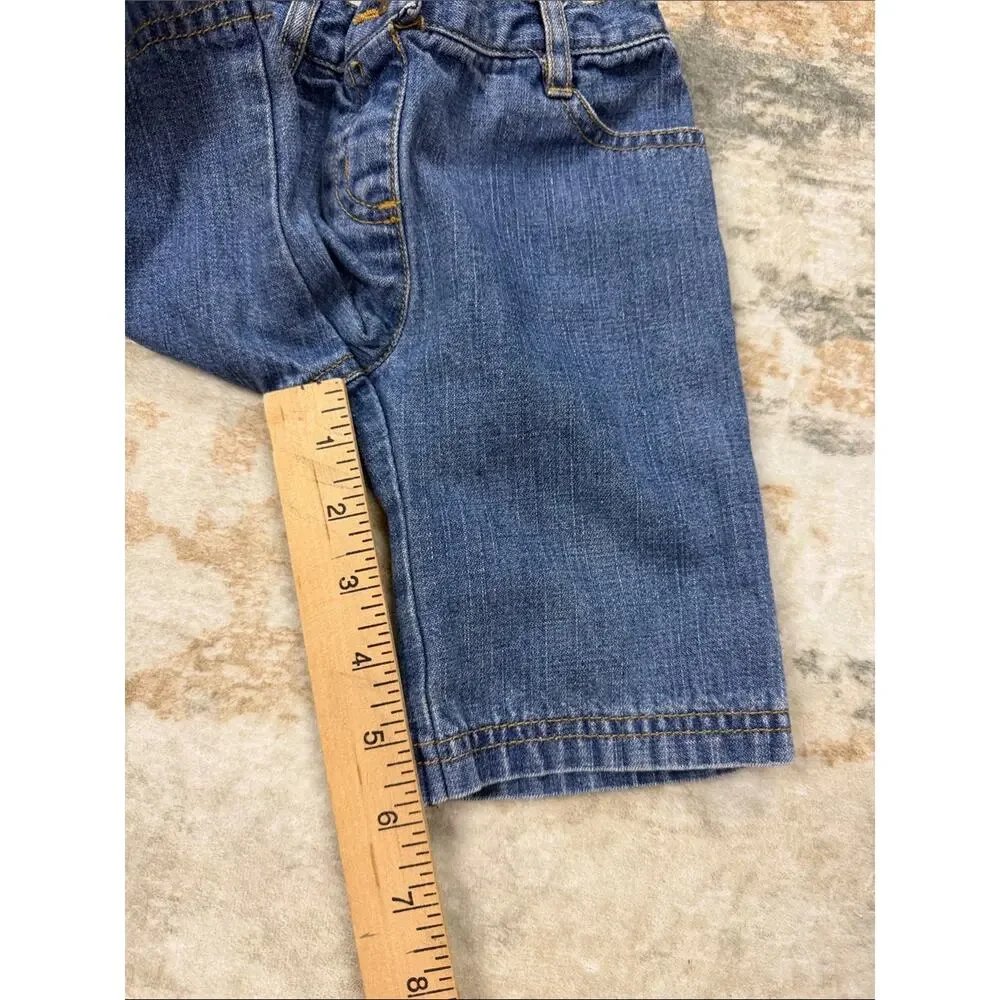 2008 Gymboree Girls Embroidered Denim Pants/Capri Turtle Flowers 12-18M